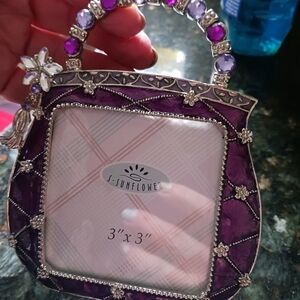 Purple Jeweled Handbag Frame Purse